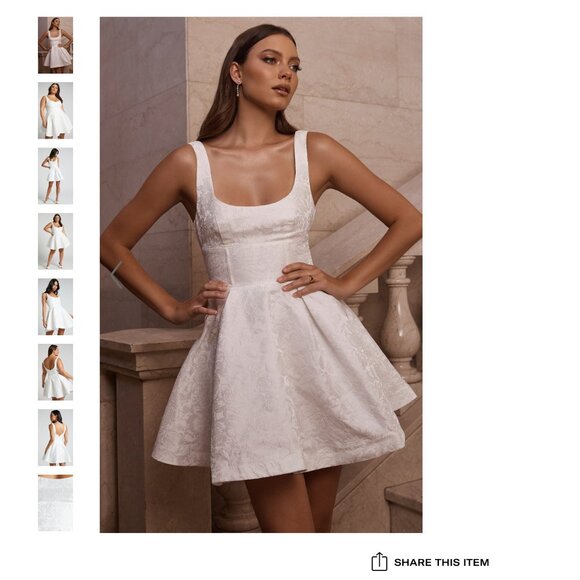 Showpo Stephane Mini Dress - Corset Scoop Neck Fit and Flare Dress Ivory (4) (S) - Picture 1 of 4